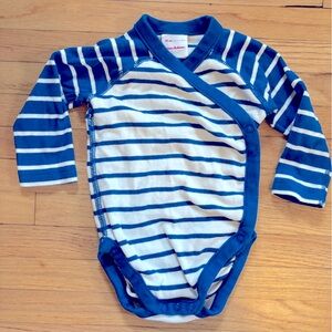 3-6 M Hanna Andersson striped blue and white one piece long sleeve